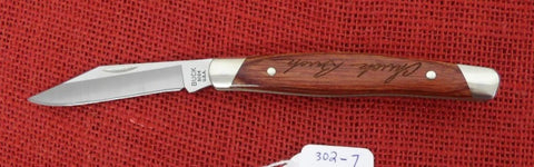 Buck 0302CWS 302 Solitaire Chairman Series Knife Chuck Signature Handle USA 2010 Cherry Dymondwood Lot#302-7