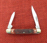 Hen & Rooster Knife 302-RPB Pen Knife 2 3/4" Red Picked Bone Handle NEW