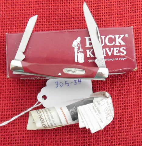 Buck 0305T4 305 Lancer Pocket Knife 1992 USA Made Red Delrin NOS Lot#305-34