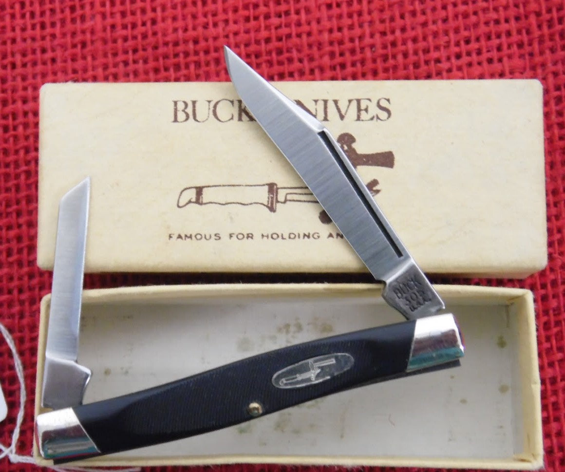 Buck 305 Lancer Pen Knife Black Saw Cut Delrin Pre 1986