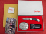 Kershaw 3120 Black Gulch Belt Buckle Set 1987 Lockback Knife Japan Officer Ranch OR Display Box Sheath