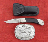 Kershaw 3120 Black Gulch Belt Buckle Set 1987 Lockback Knife Japan Officer Ranch OR Display Box Sheath