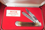 Buck 0314 314BB Trapper 1991 VA State Wild Turkey Federation Knife Brown Bone Handle USA Lot#314-3