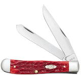 Case 31957 Trapper w/ Clip Knife Carbon Steel Dark Red Peach Seed Jig Bone USA Made 6254C CS
