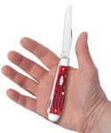 Case 31957 Trapper w/ Clip Knife Carbon Steel Dark Red Peach Seed Jig Bone USA Made 6254C CS
