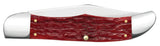 Case 31960 Folding Hunter 2 Blade Knife Dark Red Jig Bone Carbon Steel Leather Sheath USA 6265 CS