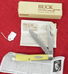 Buck 0329YW 329 Trapper Yellow Pocket Knife USA Made NEW in BOX Lot#329-1