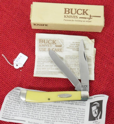 Buck 0329YW 329 Trapper Yellow Pocket Knife USA Made NEW in BOX Lot#329-1