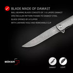 Boker Plus Knife 01BO358DAM Gemma Damast All Damascus Flipper Framelock