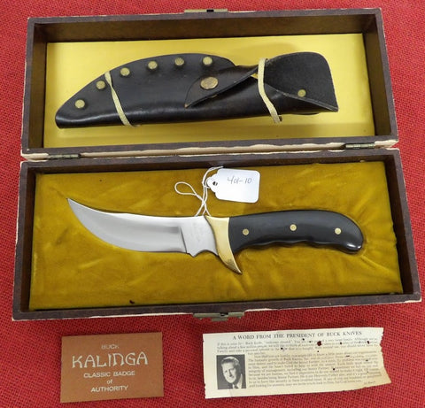 Buck 0401 401 Kalinga Knife Dark Micarta Inverted 3 Line USA 1970's Lot#401-10