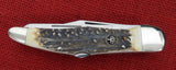 Boker 114021S Stag Folding Hunter Duo 2 Blade Knife w/ Saw Double Lockback Germany 440C