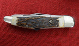 Boker 114021S 4021 Stag Folding Hunter Duo Knife w/ Saw Double Lockback Germany