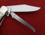 Boker 114021S 4021 Stag Folding Hunter Duo Knife w/ Saw Double Lockback Germany