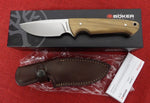 Boker Arbolito 02BA415 Vultur Fixed Blade Knife ACX390 Drop Point Olive Wood Handles Bushcraft