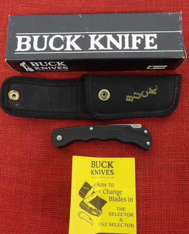 Buck 0429 429BK V52 Selector Bucklite Knife Black Handle w/ Sheath USA w/ Sheath Lot#LT-50
