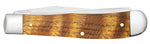 Case 47120 Trapper Knife Yellow Curly Oak Smooth Wood USA Made 7254 SS