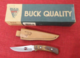 Buck 0475 475-SP5 Mini Mentor Knife Wood Handle with Deer Tracks USA Made 1999 Leather Sheath Lot#BU-378