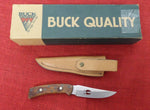 Buck 0475 475-SP5 Mini Mentor Knife Wood Handle with Deer Tracks USA Made 1999 Leather Sheath Lot#BU-378