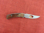 Buck 0475 475 Mini Mentor Knife Wood Handle w/ Hunter Dog Gold Cutout Lot#BU-429