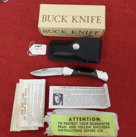 Buck 0500 500 Duke Folding Pocket Knife Early Model Micarta Handles 1978 USA Lot#500-32