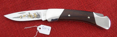 Buck 0500 500 Duke Gold Etched Ducks in Flight Limited Edition Knife Mirror Finish USA 1980's Lot#500-6