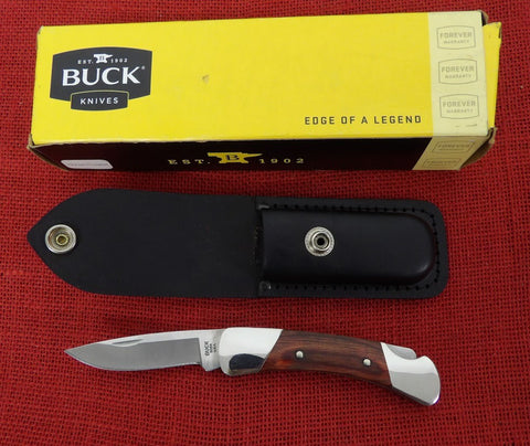 Buck 0500RWS 500 FB Duke Folding Sheath Pocket Knife DymaLux Red Wood 420HC Lockback Lot#500-230