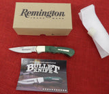 Remington R50032 Bullet Knife 2019 Buck Made 532 Bucklock Green Dymanlux Wood 420HC USA