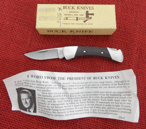 Buck 0505RWS 505 Knight RARE UNFINSHED Collector Item 425M Knife USA 1988 Lot#505-11