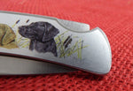 Buck 0521 521 521A9 VIP-1 (Large Gent) Memory Series Knife Golden & Black Retrievers Labs USA NIB 1991 Lot#521-7