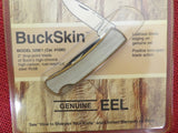 Buck 0529 529E1 BuckSkin Gent Knife EEL Skin Brass Framed USA 1987 Lot#529-3