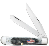 Case 53060 Trapper Knife Gray Bone Handle Flag Shield 6254 SS NIB Stars & Stripes