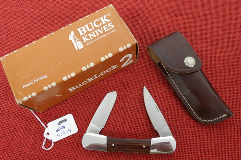 Buck 0535 535 Bucklock 2 USA 1991 Knife UNUSED IN BOX Wood Handle 425M Steel Lot#535-4