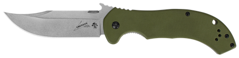 Kershaw 6030 CQC-10K Emerson Wave Shaped Feature Pocket Knife Bowie Blade Olive G10/Stainless Frame Lock