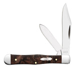 Case 64061 Small Swell Center Jack Pocket Knife Smooth Brown Maple Burl Wood USA Made 7225 1/2 SS