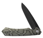 Case 64636 Kinzua Flipper Knife Aluminum Green Snakeskin Colored Handle S35VN Frame Lock USA