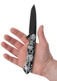 Case 64645 Kinzua Flipper Knife Black Aluminum w/ Skulls DLC Spear Point S35VN Frame Lock USA