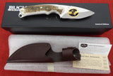 Buck 0694EKSBPA 694 Alpha Hunter Fixed Knife 2011 Stag 24kt Battling Bucks Cutout Lot#BU-458
