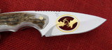 Buck 0694EKSBPA 694 Alpha Hunter Fixed Knife 2011 Stag 24kt Battling Bucks Cutout Lot#BU-458
