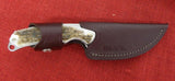Buck 0694EKSBPA 694 Alpha Hunter Fixed Knife 2011 Stag 24kt Battling Bucks Cutout Lot#BU-458