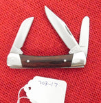 Buck 0703 703 Colt RARE w/ 704 Blade Wood Handle Pocket Knife 3 Blade 420HC USA Made 1998 Lot#703-17