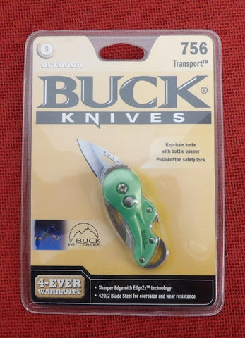 Buck 0756GRS 756 Whittaker Transport Keychain Knife Bottle Opened Push Button Lock Lot#BU-383
