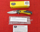 Buck 0766YWS 766 Revel SafeSpin Knife Yellow GRN Button Lock BU-574