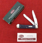 Case 08642 Trapper Navy Blue Herringbone Knife USA Made 2007 NEVER USED