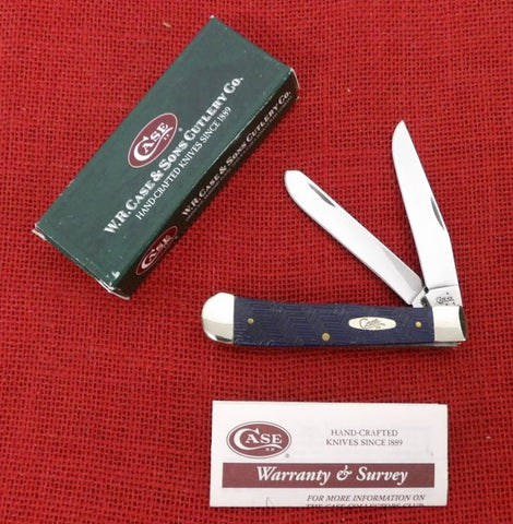 Case 08642 Trapper Navy Blue Herringbone Knife USA Made 2007 NEVER USED