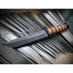 Ka-Bar Knife 9225 Full Sized ARMY 125th Anniversary Leather Handle Tactical Fixed Blade USA