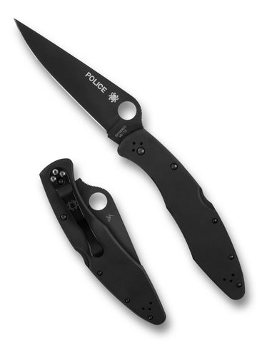 Spyderco C07BKP Police Model All Black Stainless Steel Knife VG-10 Lock Back