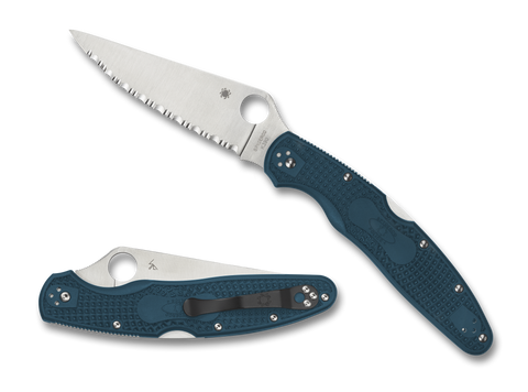 Spyderco C07FS4K390 Police 4 K390 Lightweight Knife Blue FRN