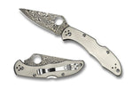Spyderco C11TIPD Delica 4 Titanium Handles Damascus Blade Pocket Knife