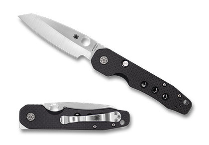 Spyderco C240CFP Smock S30V Plain Edge Flipper Knife Carbon Fiber/G10 Laminate Button Release Lock