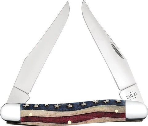 Case 64143 Muskrat SS Knife Star Spangled Banner Natural Bone USA Stainless Steel